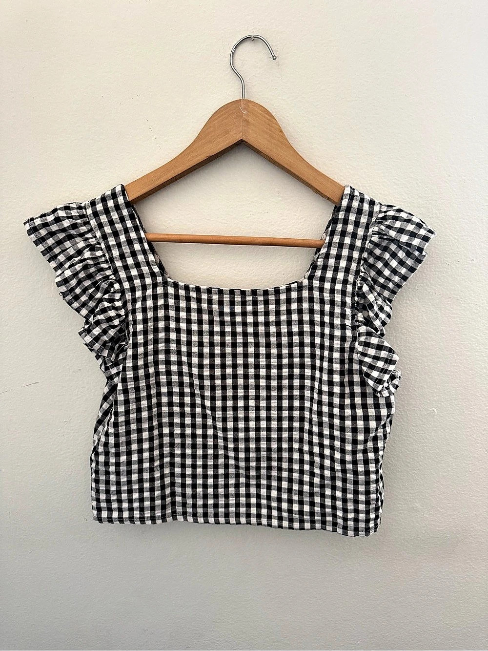 Rebellion Gingham Ruffle Sleeve Top